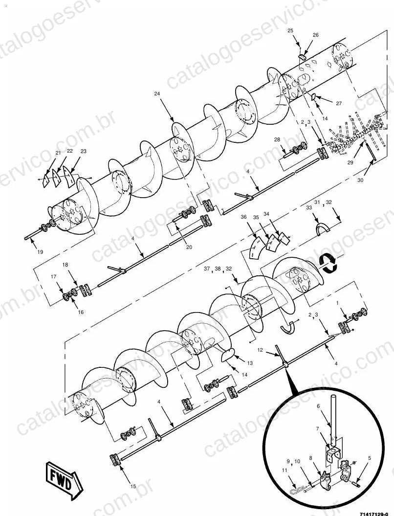 Vista explodida do Catálogo de Peças Massey Ferguson MF 7200/8200 — exemplo 1