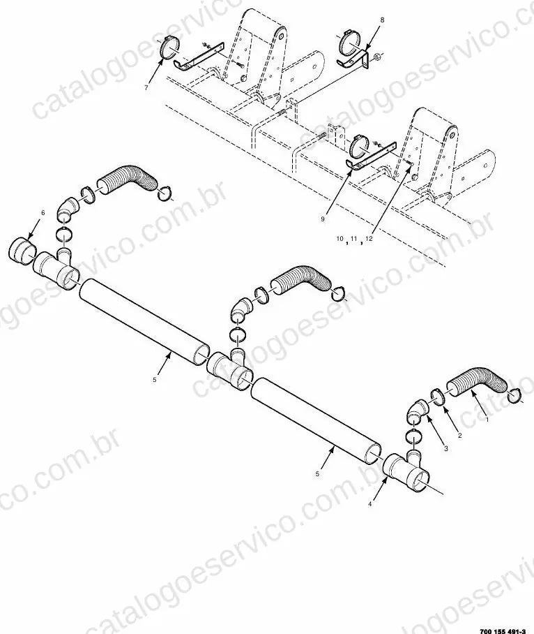 Vista explodida do Catálogo de Peças Massey Ferguson MF 8104 a 8138 — exemplo 2