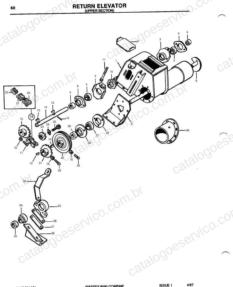 Vista explodida do Catálogo de Peças Massey Ferguson MF 8590 — exemplo 1