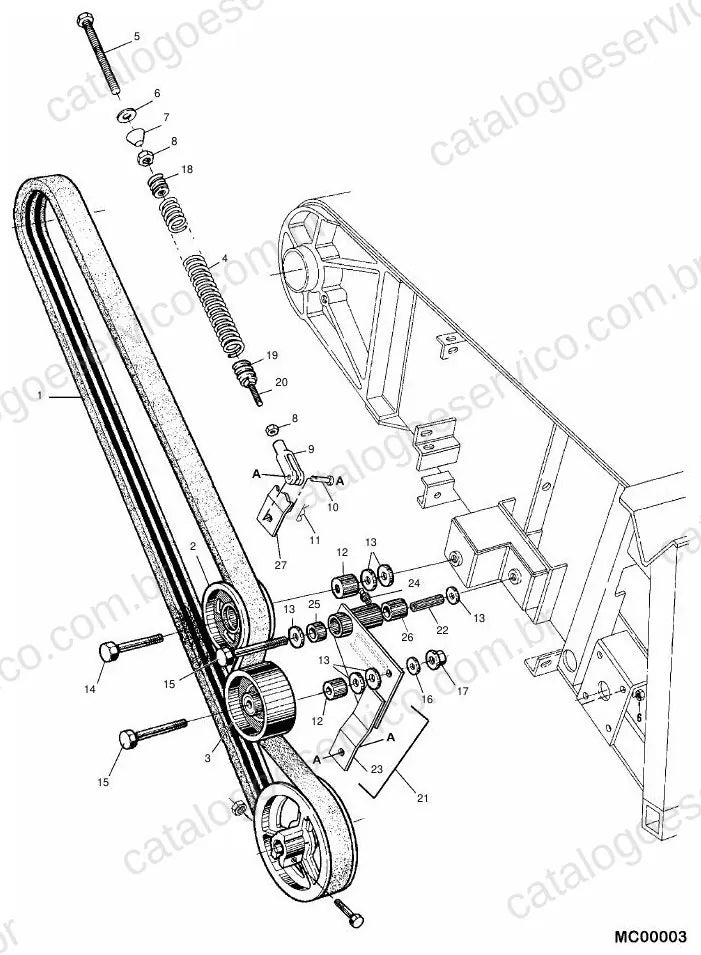 Vista explodida do Catálogo de Peças Massey Ferguson MF 8780 e 8780 XP — exemplo 1