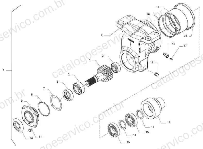Vista explodida do Catálogo de Peças Massey Ferguson MF 900/904 (China) — exemplo 3