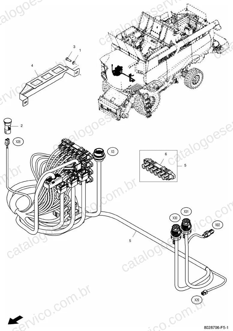 Vista explodida do Catálogo de Peças Massey Ferguson MF 9380 Delta — exemplo 2
