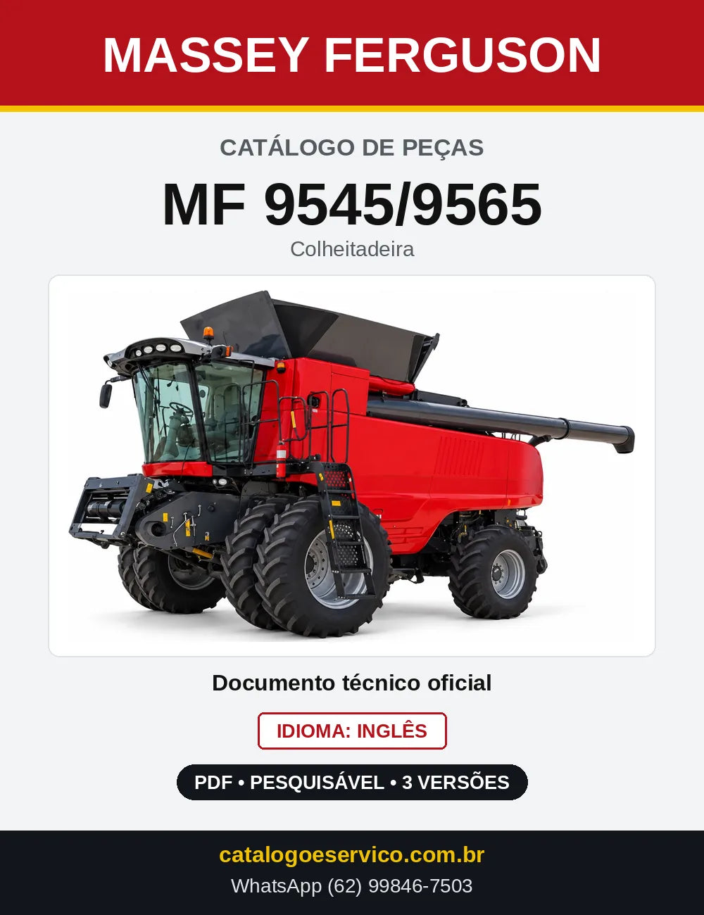 Capa do Catálogo de Peças Massey Ferguson MF 9545/9565 — Colheitadeira