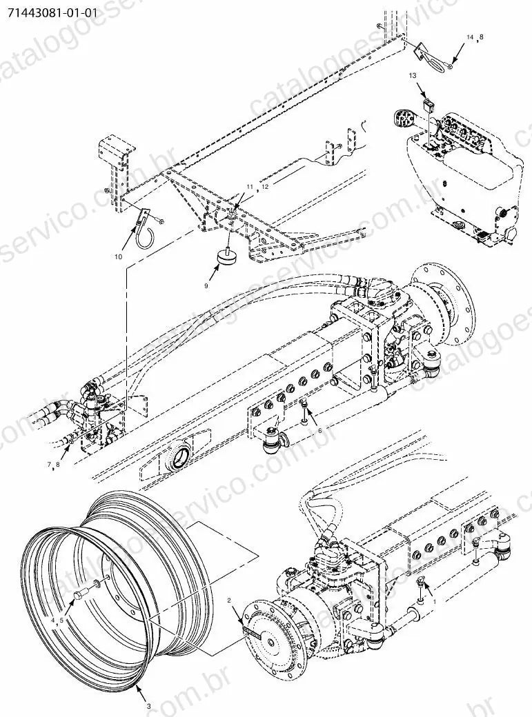 Vista explodida do Catálogo de Peças Massey Ferguson MF 9550 — exemplo 1
