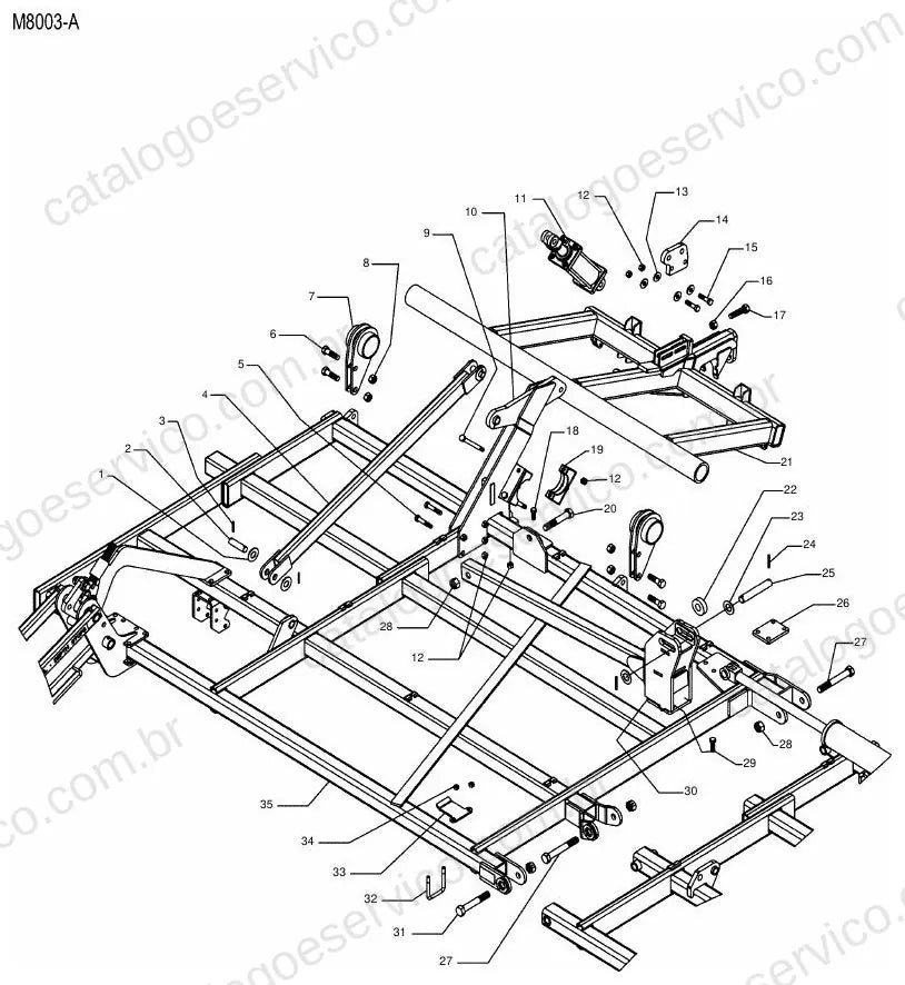 Vista explodida do Catálogo de Peças Massey Ferguson MF 9730 — exemplo 1