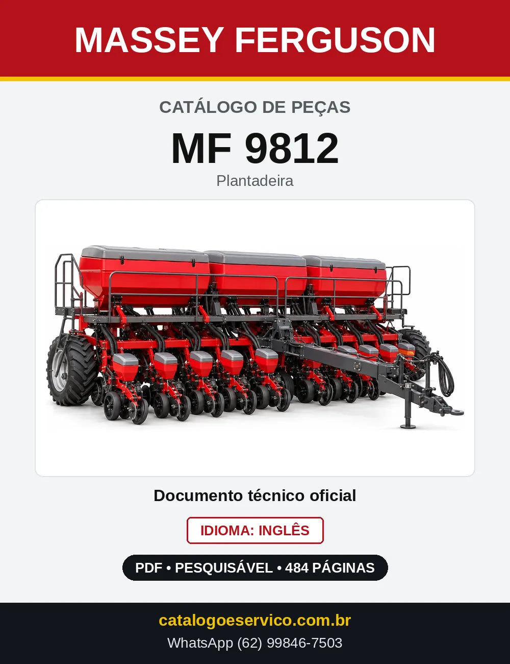 Capa do Catálogo de Peças Massey Ferguson MF 9812 — Plantadeira