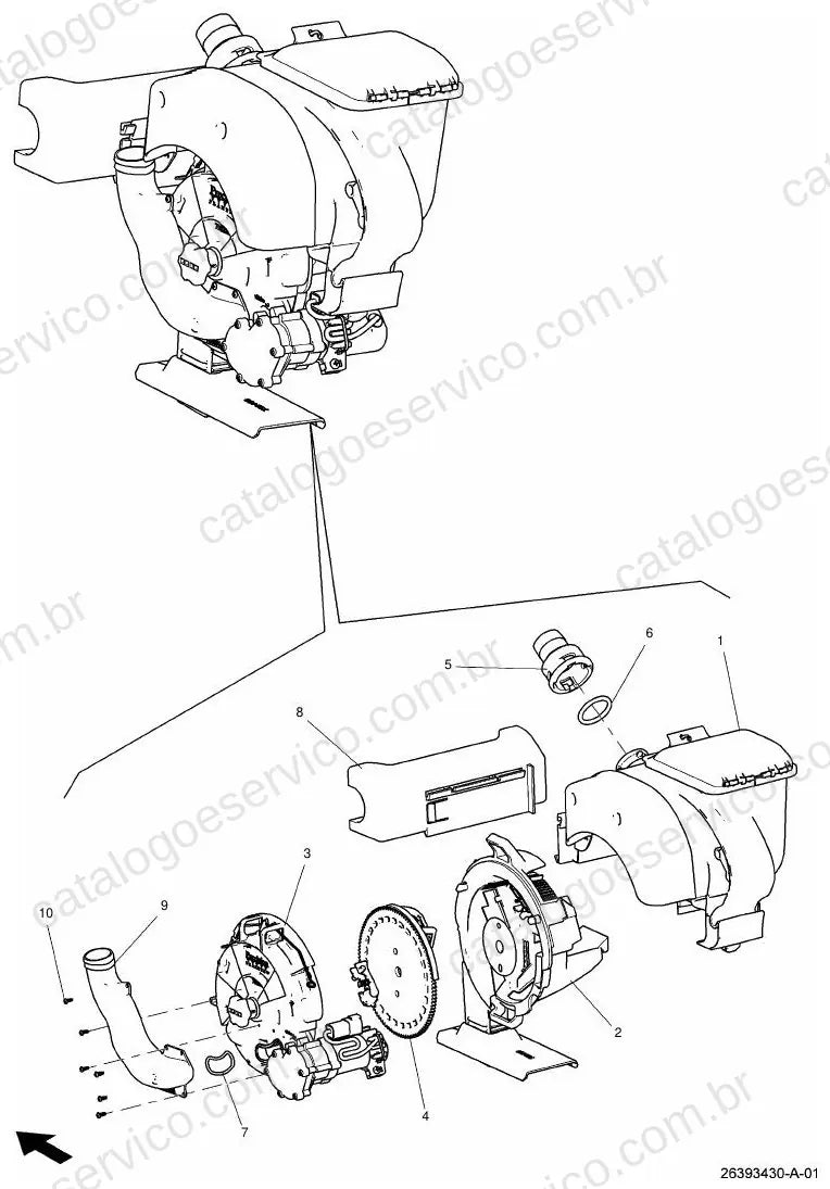 Vista explodida do Catálogo de Peças Massey Ferguson MF 9824-70 VE — exemplo 2