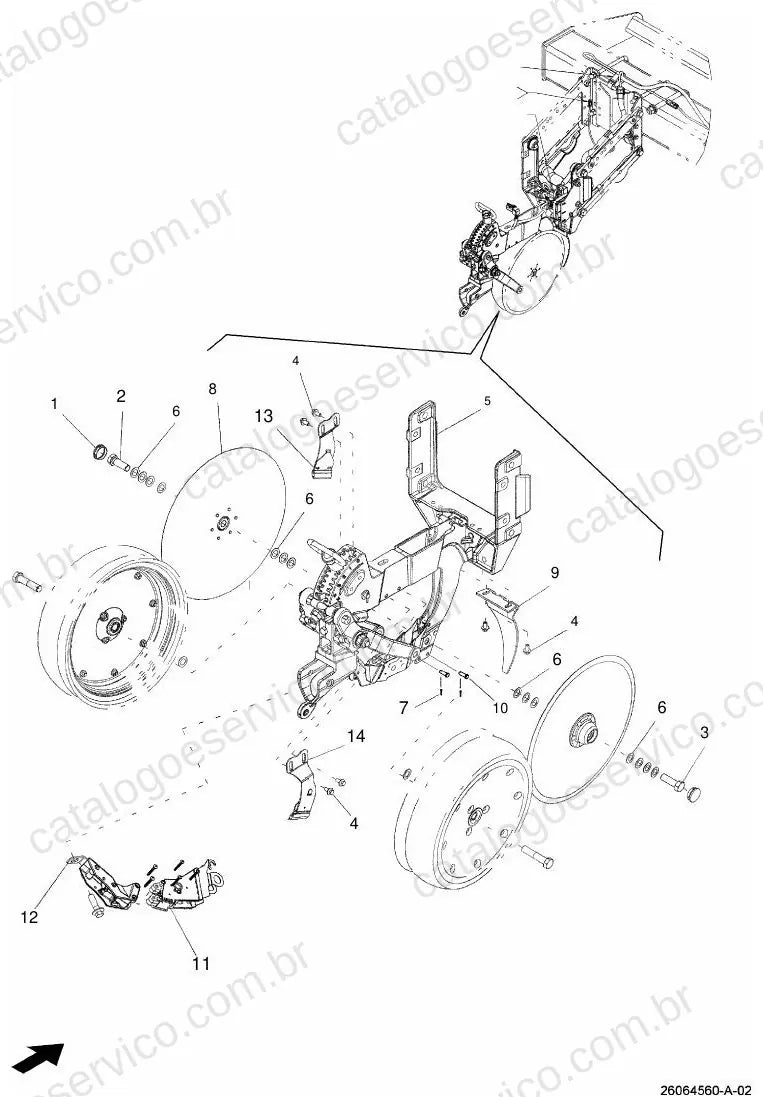 Vista explodida do Catálogo de Peças Massey Ferguson MF 9824 VE — exemplo 3