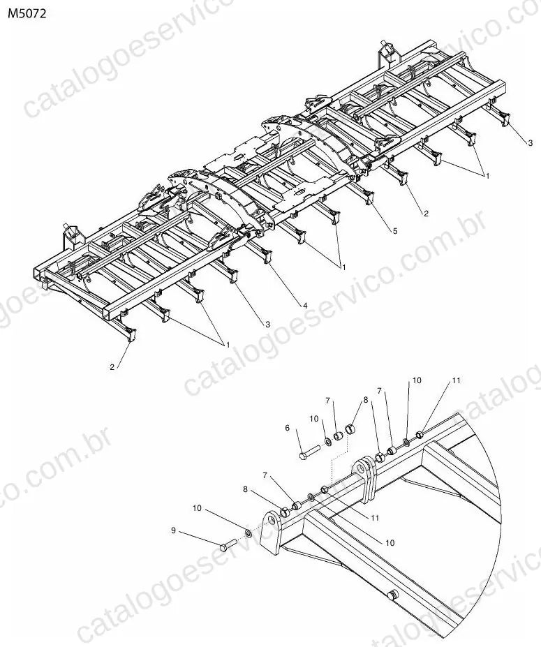 Vista explodida do Catálogo de Peças Massey Ferguson MF 9830/9850 — exemplo 2