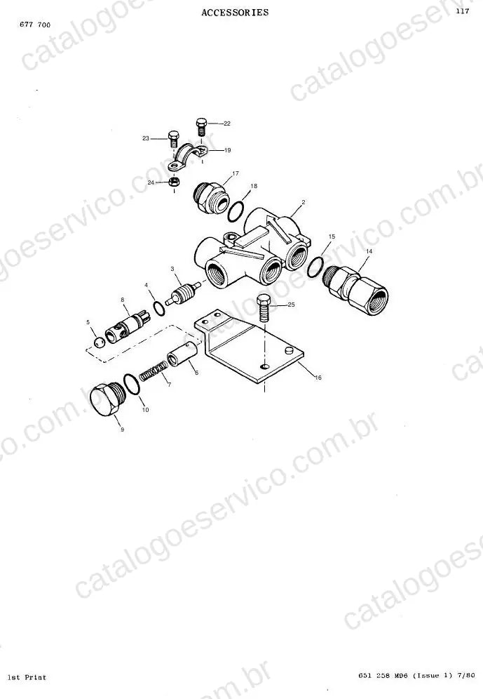 Vista explodida do Catálogo de Peças Massey Ferguson Acessórios MF 100, 200 e 1000 — exemplo 2