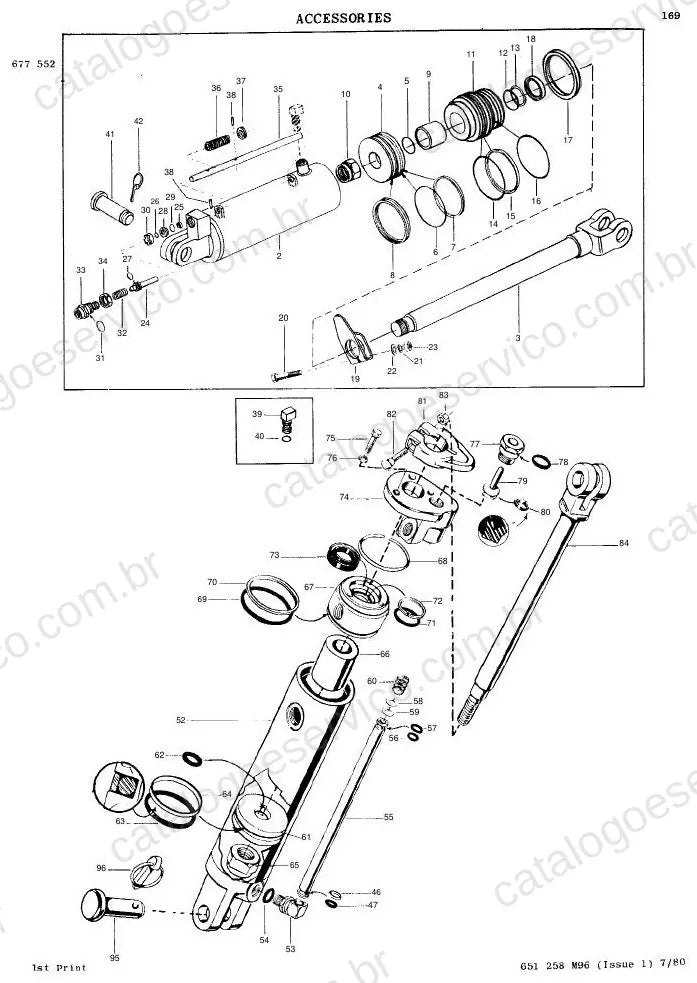 Vista explodida do Catálogo de Peças Massey Ferguson Acessórios MF 100, 200 e 1000 — exemplo 3
