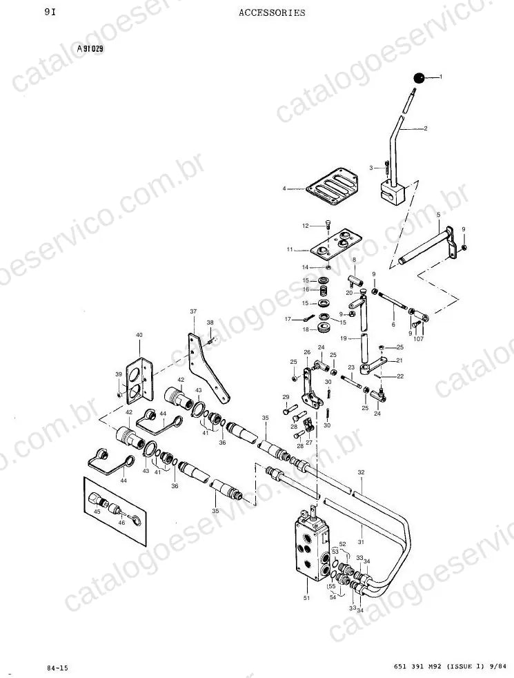 Vista explodida do Catálogo de Peças Massey Ferguson Acessórios MF 2000 e 4000 — exemplo 2
