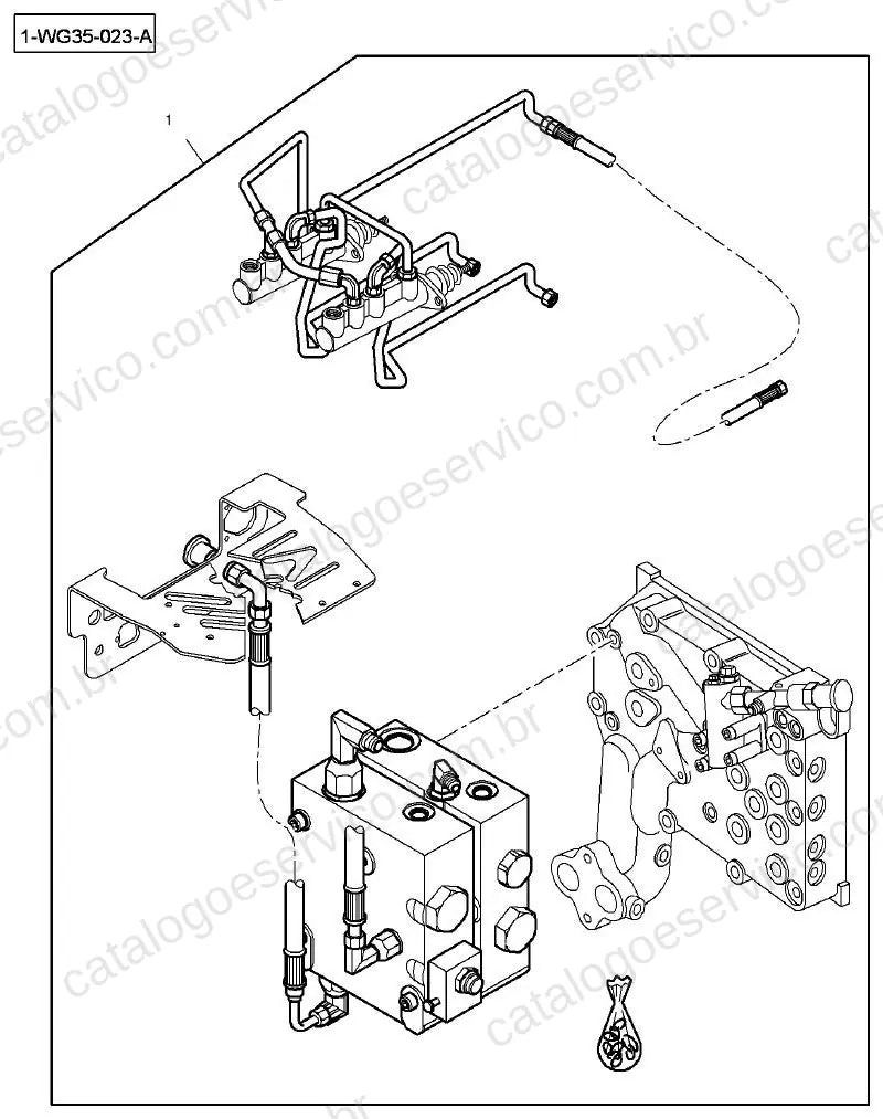 Vista explodida do Catálogo de Peças Massey Ferguson Acessórios MF 5400, 6400, 7400, 8400 e 8600 (Tier 3) — exemplo 2