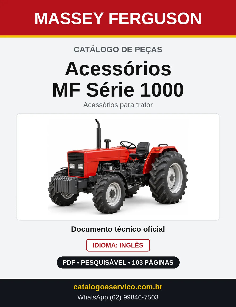 Capa do Catálogo de Peças Massey Ferguson Acessórios MF Série 1000 — Acessórios para trator