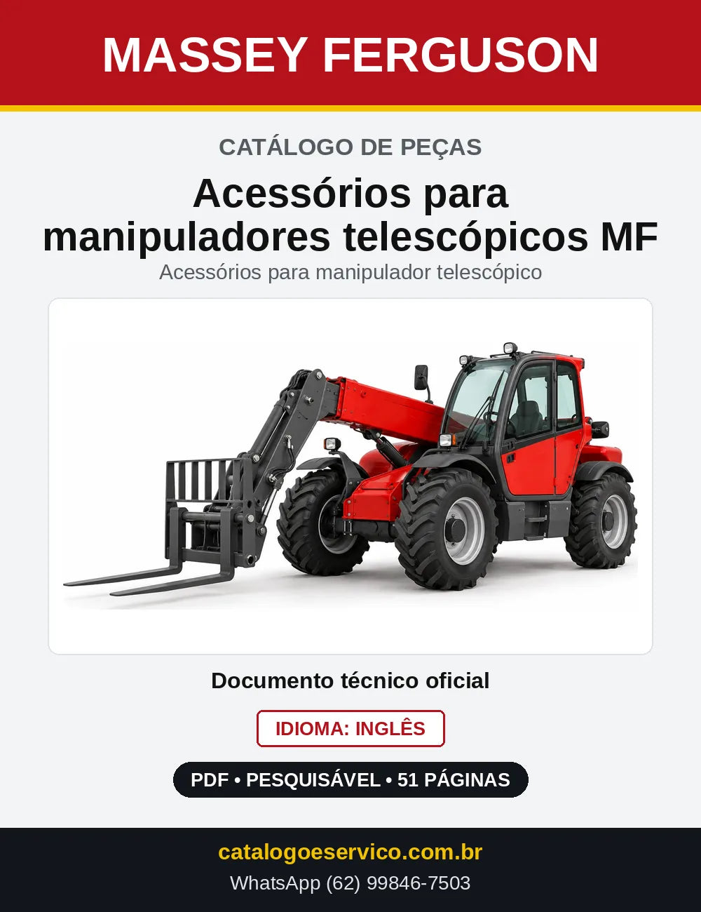 Capa do Catálogo de Peças Massey Ferguson Acessórios para manipuladores telescópicos MF — Acessórios para manipulador telescópico