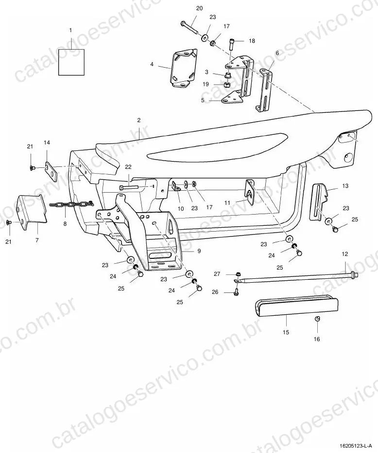 Vista explodida do Catálogo de Peças Massey Ferguson MF Cornflow 670R/675R — exemplo 3