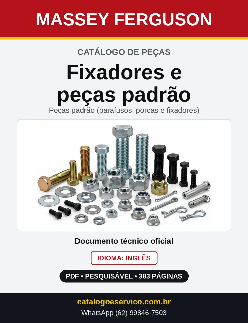 Capa do Catálogo de Peças Massey Ferguson Fixadores e peças padrão — Peças padrão (parafusos, porcas e fixadores)