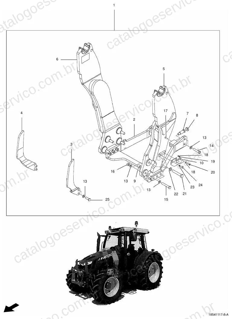 Vista explodida do Catálogo de Peças Massey Ferguson FL.3922X — exemplo 2
