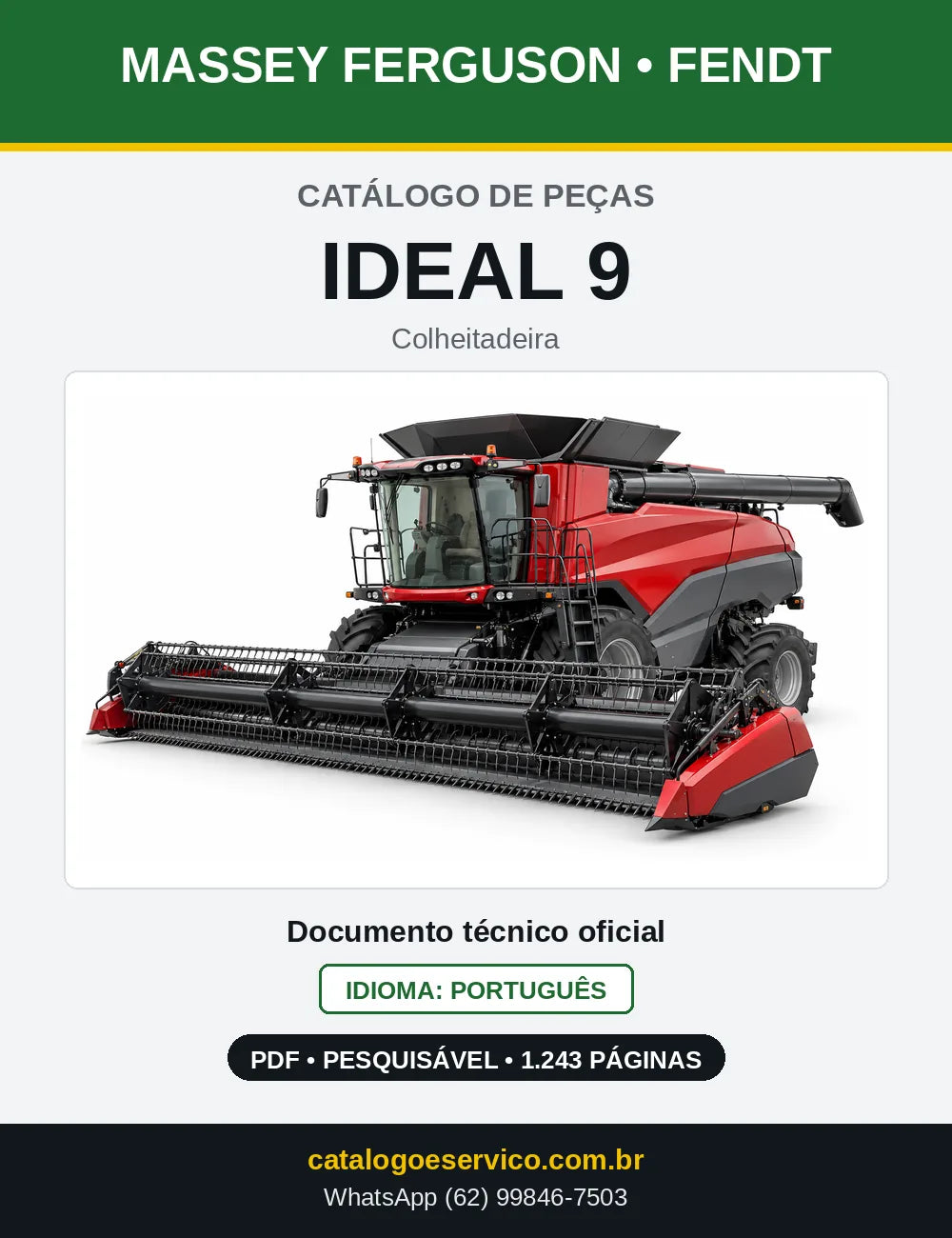 Capa do catálogo de peças Massey Ferguson / Fendt IDEAL 9 em PDF