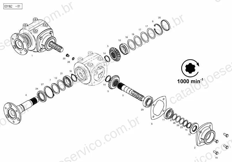 Vista explodida do Catálogo de Peças Massey Ferguson KC 204 — exemplo 2