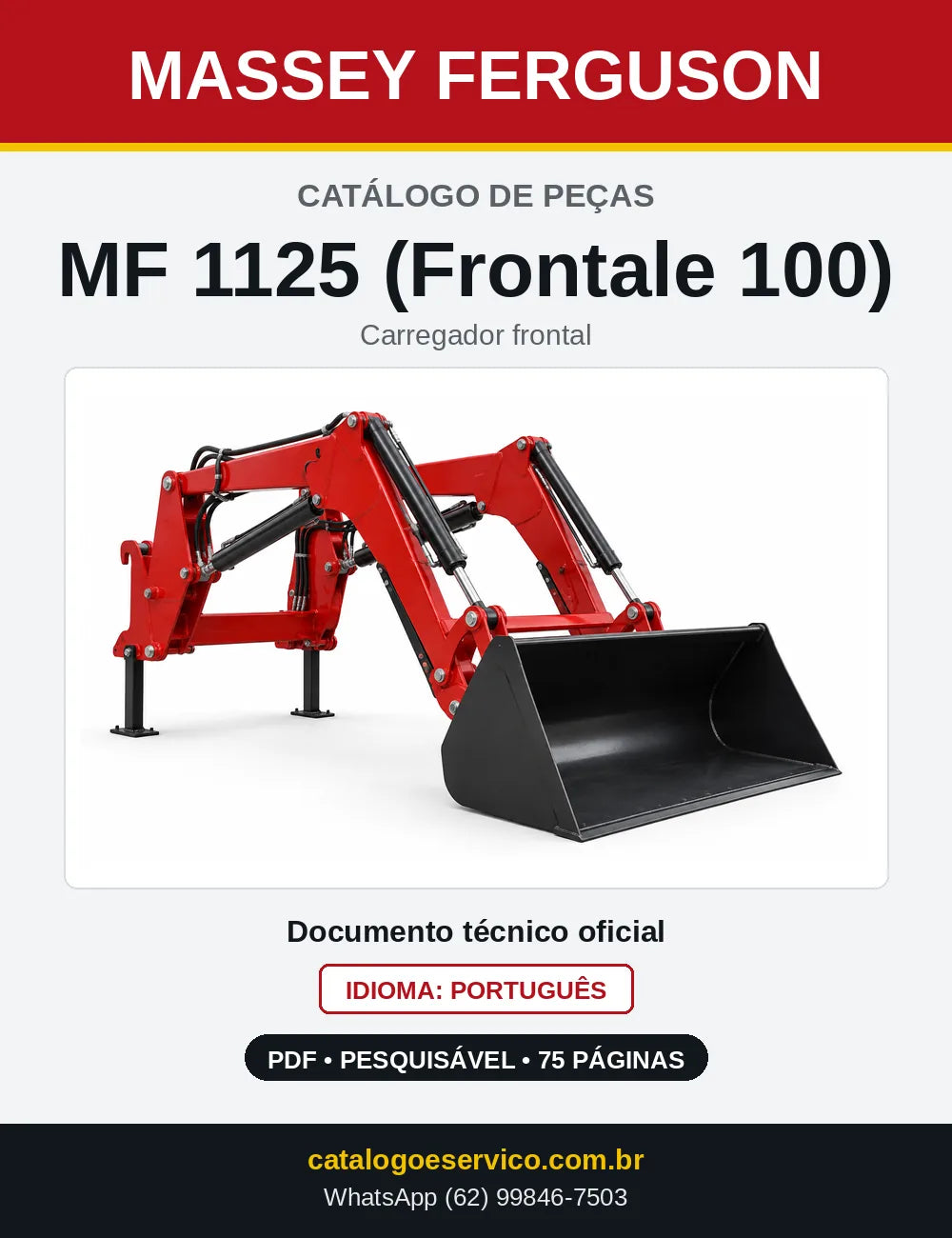 Capa do catálogo de peças Massey Ferguson MF 1125 (Frontale 100) em PDF
