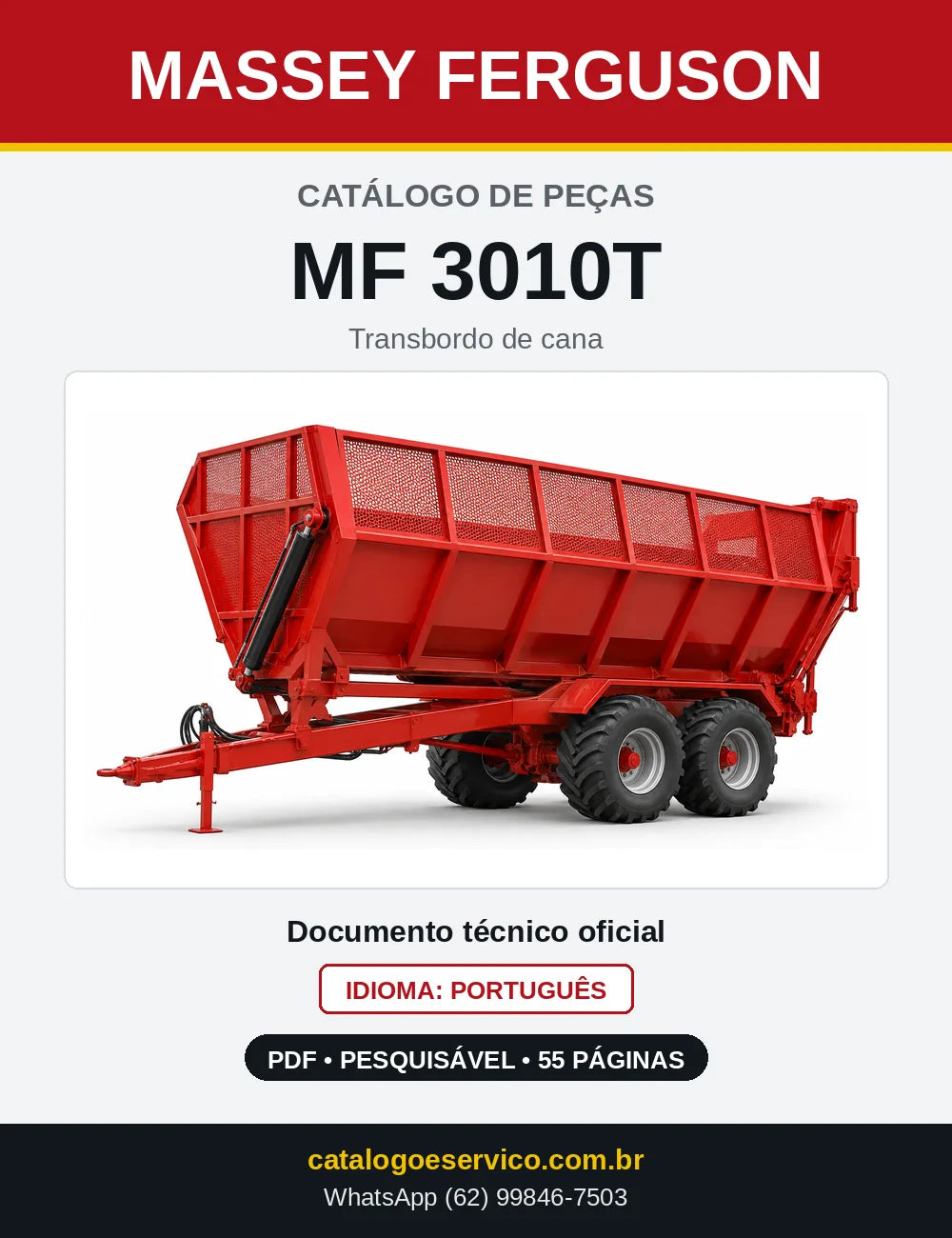 Capa do catálogo de peças Massey Ferguson MF 3010T em PDF