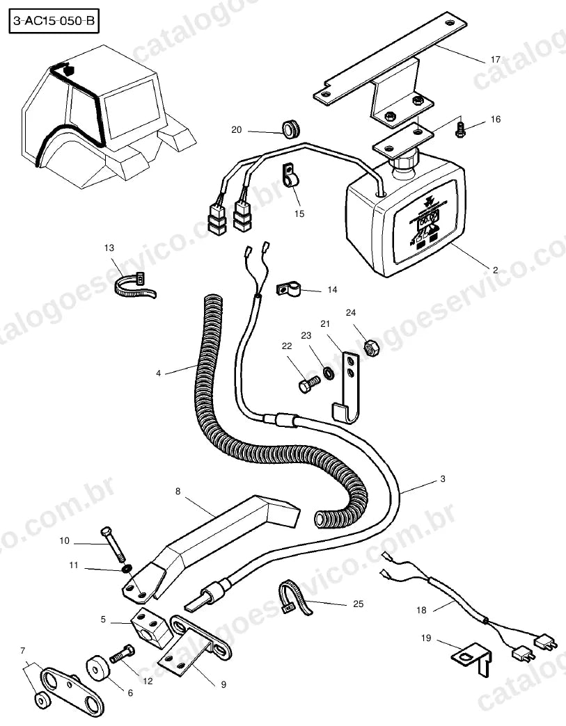Vista explodida do catálogo de peças Massey Ferguson MF 390 — figura 2
