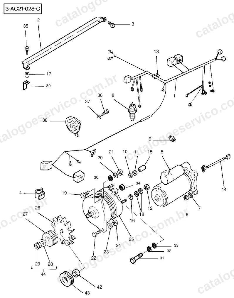 Vista explodida do catálogo de peças Massey Ferguson MF 390T — figura 2