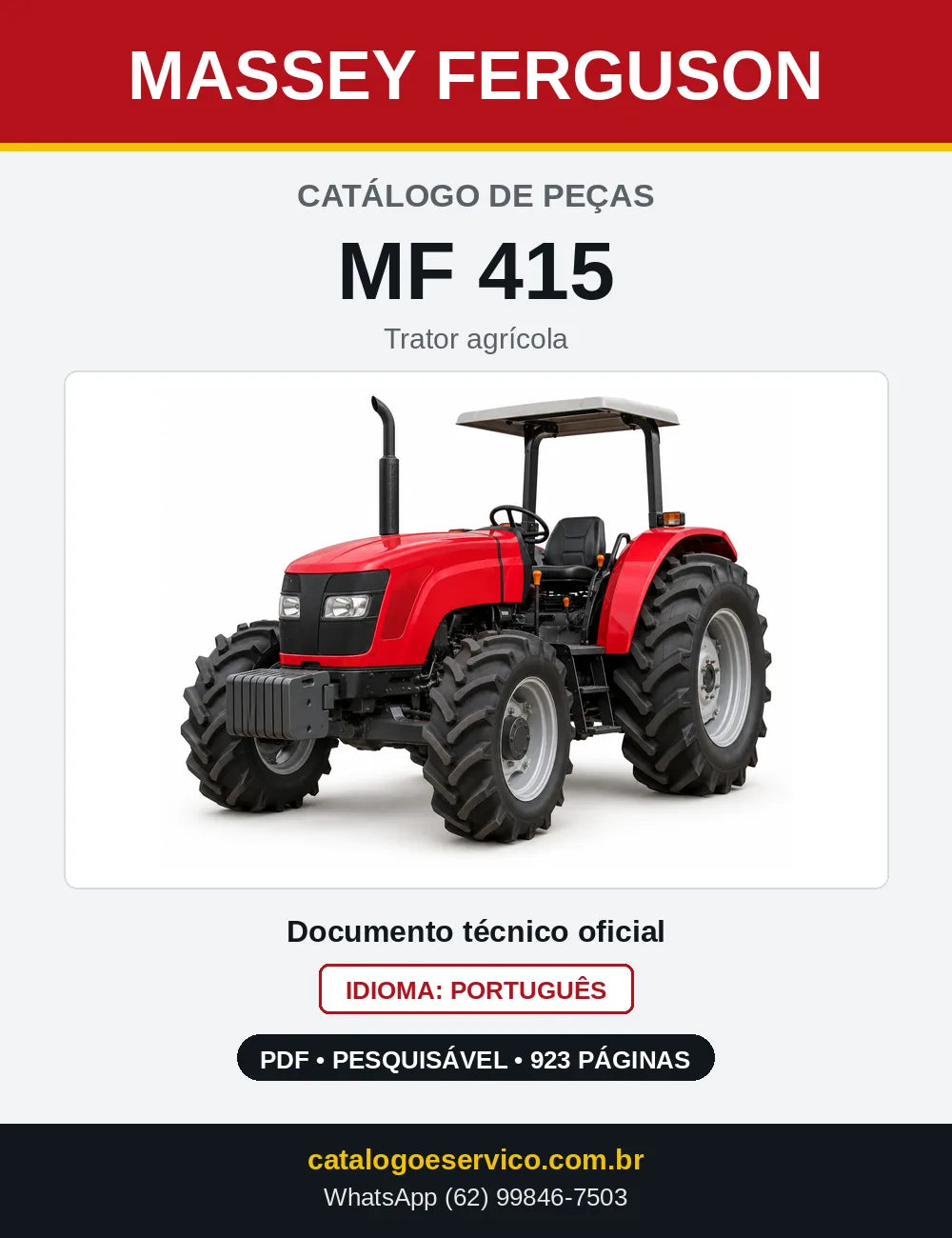 Capa do catálogo de peças Massey Ferguson MF 415 em PDF