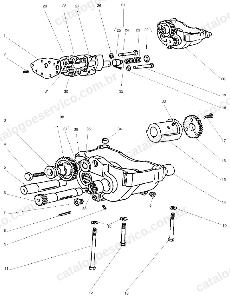 Vista explodida do catálogo de peças Massey Ferguson MF 490 — figura 1