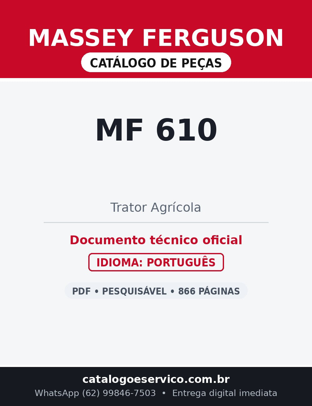 Catálogo de Peças Massey Ferguson MF 610 — Trator