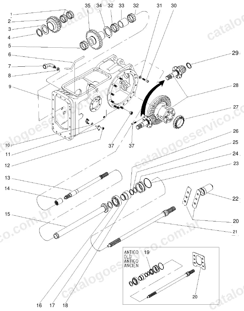 Vista explodida do catálogo de peças Massey Ferguson MF 640 — figura 2
