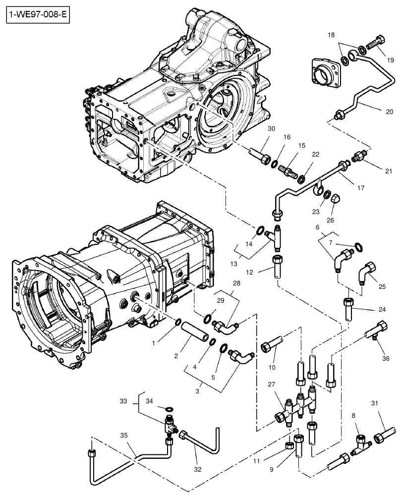 Vista explodida do catálogo de peças Massey Ferguson MF 6465 a MF 6480 — figura 1