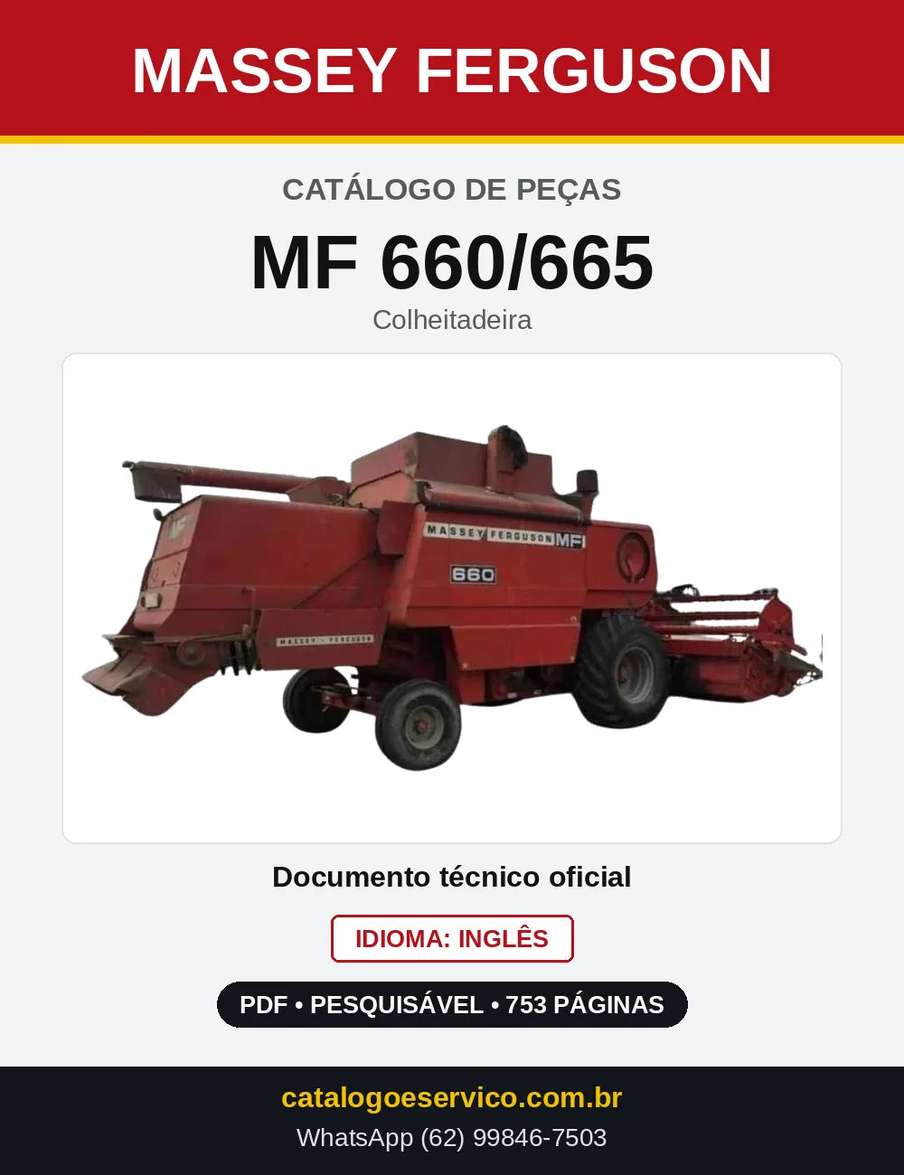Capa do Catálogo de Peças Massey Ferguson MF 660/665 — Colheitadeira