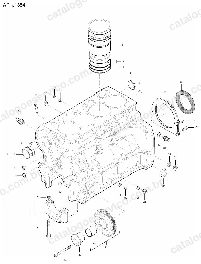 Vista explodida do catálogo de peças Massey Ferguson MF 6712R — figura 1