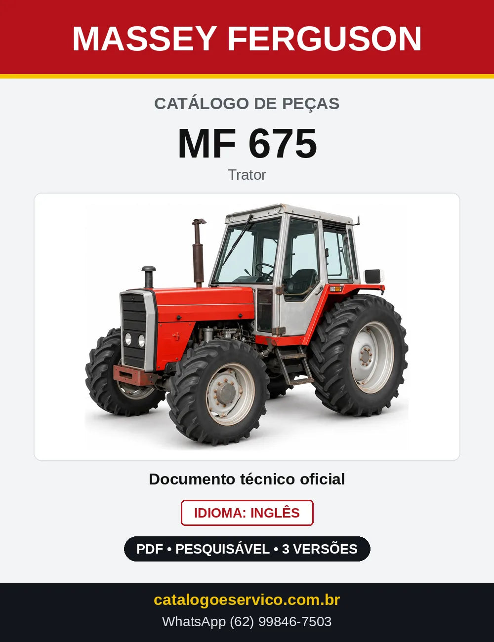 Capa do Catálogo de Peças Massey Ferguson MF 675 — Trator