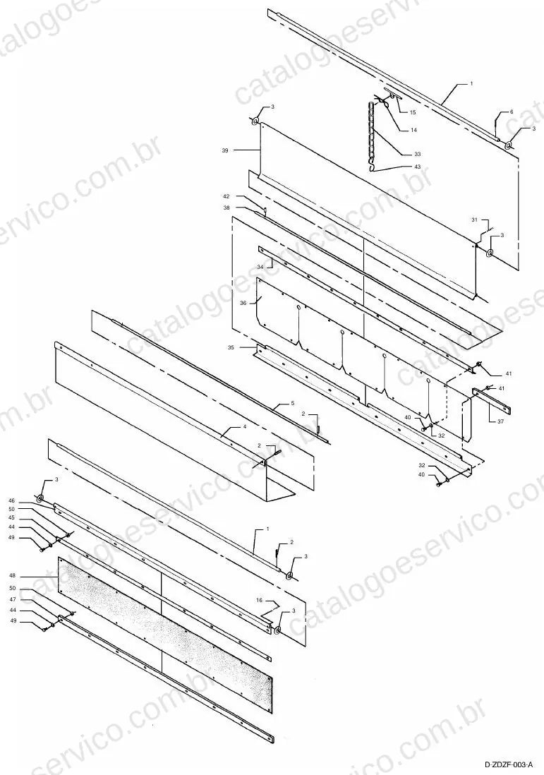 Vista explodida do Catálogo de Peças Massey Ferguson MF 7250/7252 — exemplo 1