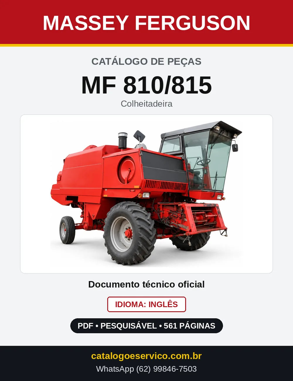 Capa do Catálogo de Peças Massey Ferguson MF 810/815 — Colheitadeira