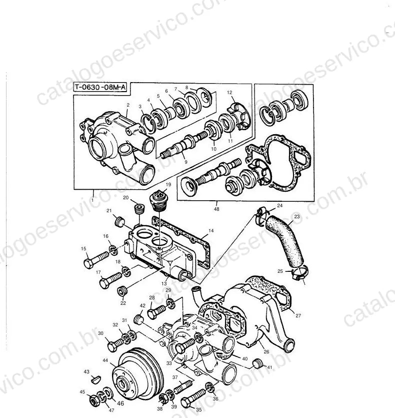 Vista explodida do Catálogo de Peças Massey Ferguson MF 840/845 — exemplo 1