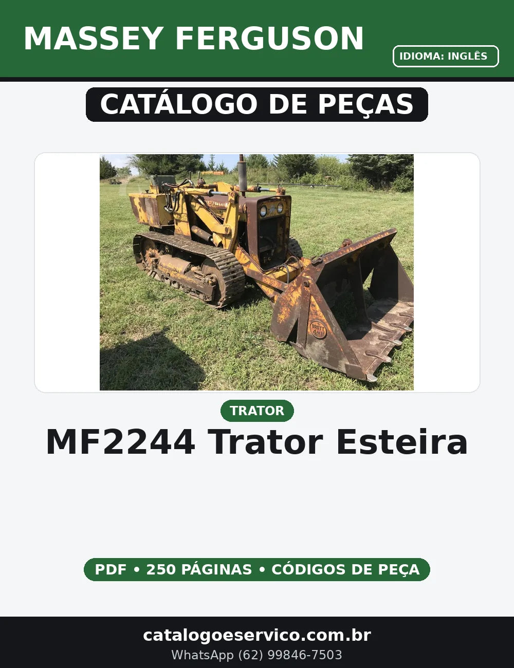 CATALOGO DE PEÇAS MASSEY FERGUSON - MF2244 - TRATOR ESTEIRA — capa do catálogo de peças