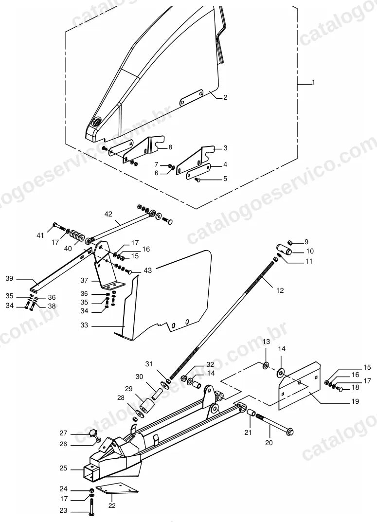 Vista explodida do catálogo de peças Massey Ferguson Nova PowerFlex 16 a 30 pés — figura 2