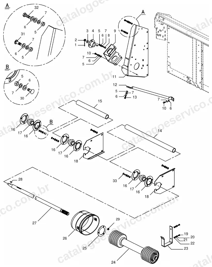 Vista explodida do catálogo de peças Massey Ferguson Nova PowerFlex 16 a 30 pés — figura 3