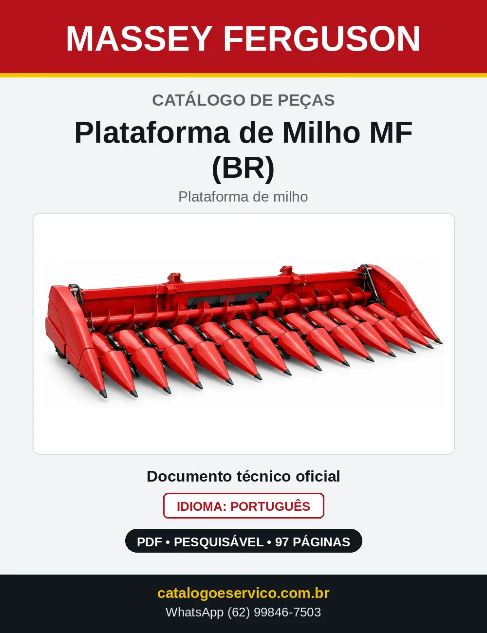 Capa do catálogo de peças Massey Ferguson Plataforma de Milho MF (BR) em PDF