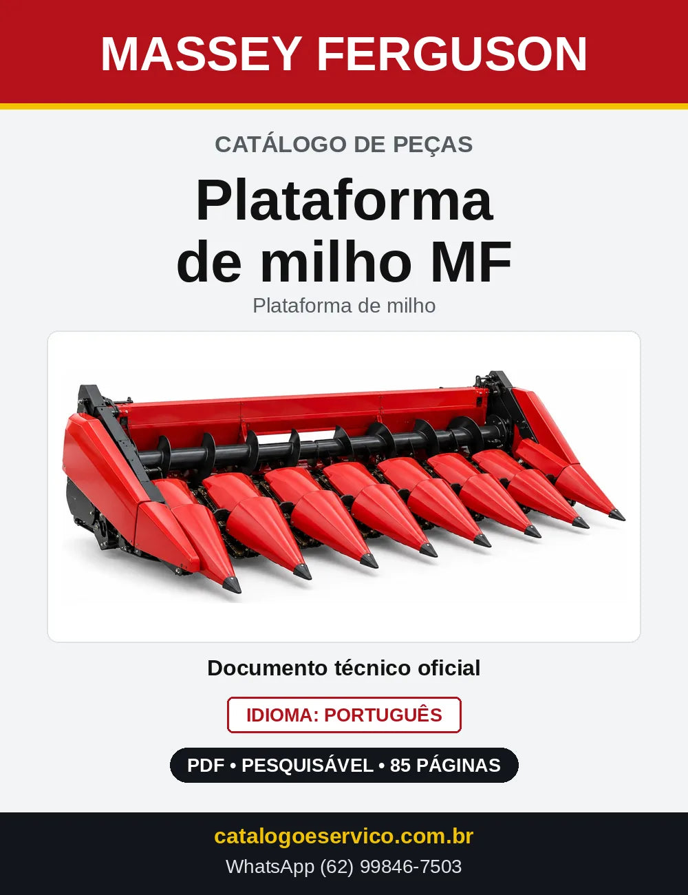 Capa do Catálogo de Peças Massey Ferguson Plataforma de milho MF — Plataforma de milho
