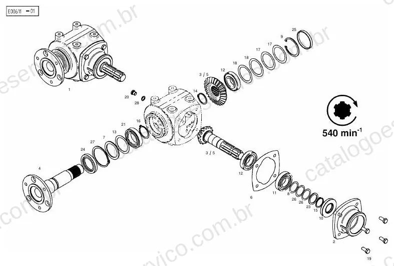 Vista explodida do Catálogo de Peças Massey Ferguson RC 1356 — exemplo 1