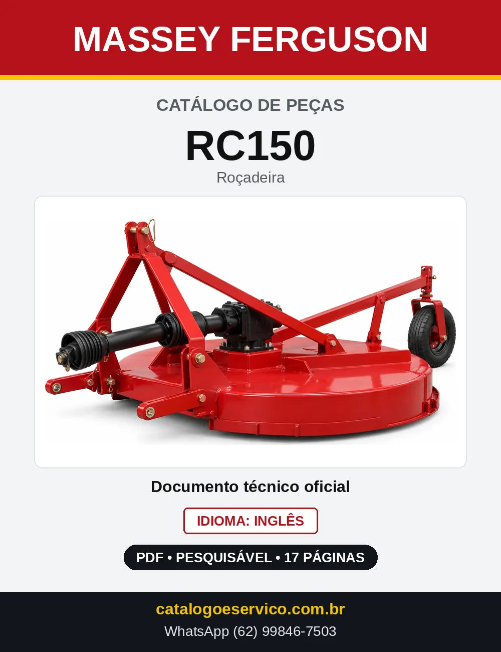 Capa do Catálogo de Peças Massey Ferguson RC150 — Roçadeira