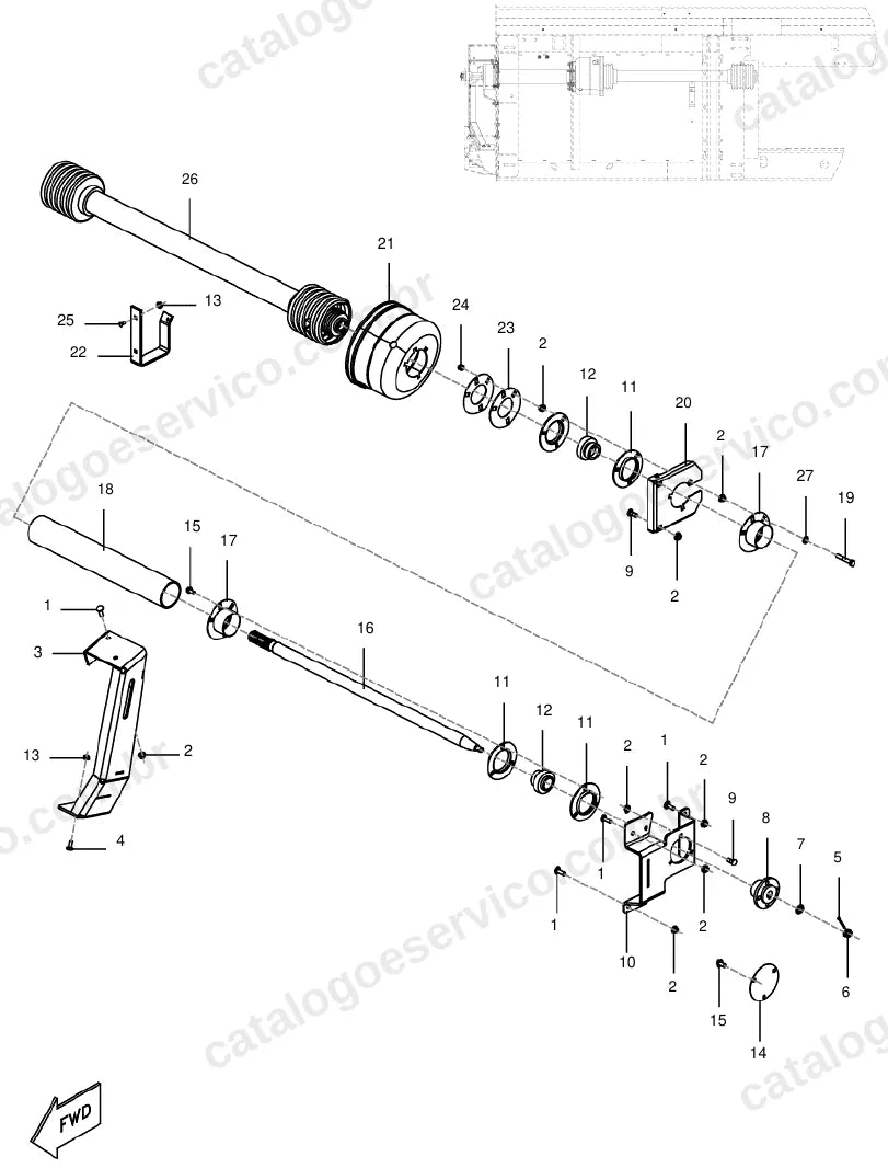 Vista explodida do catálogo de peças Massey Ferguson Rígida 16, 18 e 20 pés — figura 3