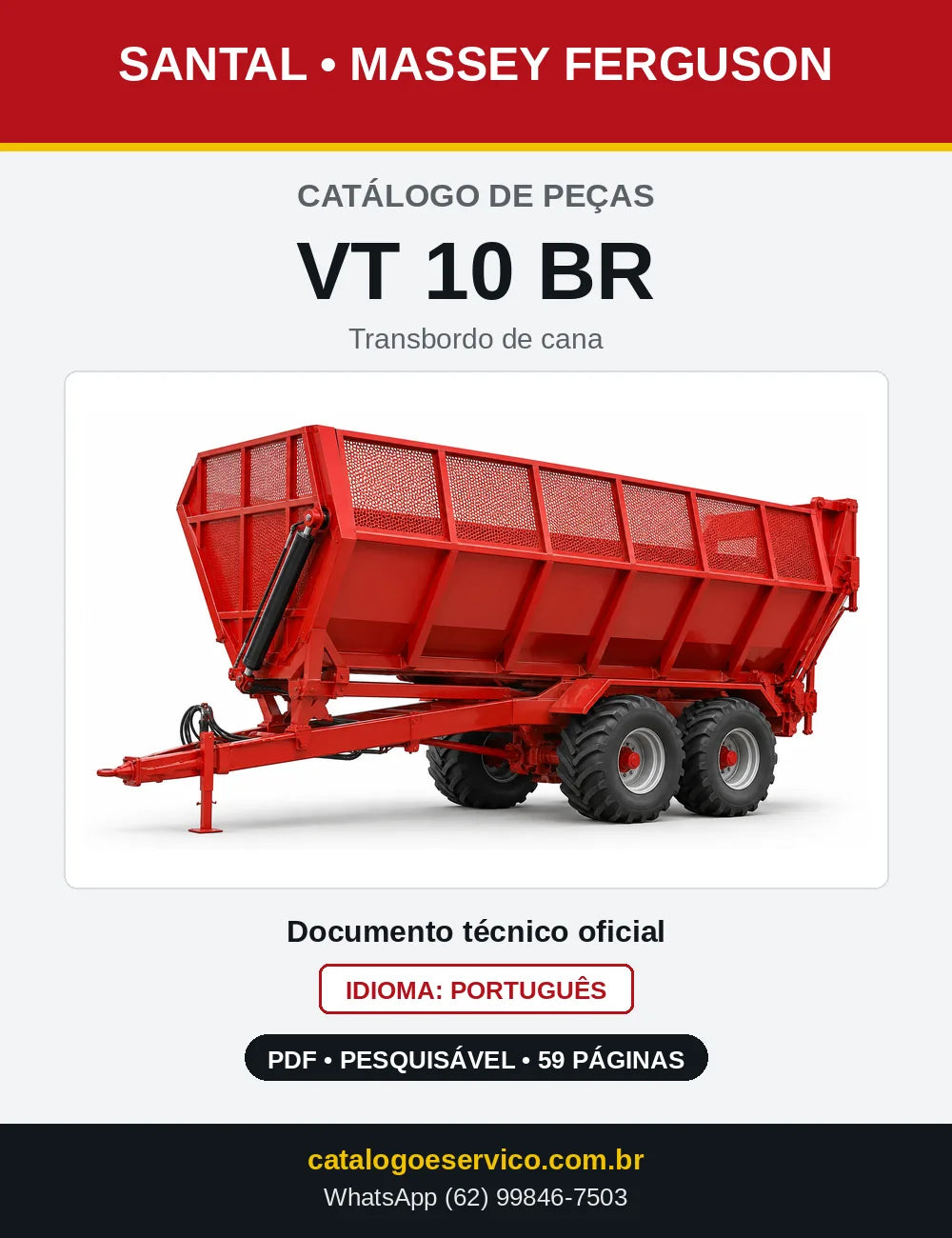 Capa do catálogo de peças Santal Massey Ferguson VT 10 BR em PDF