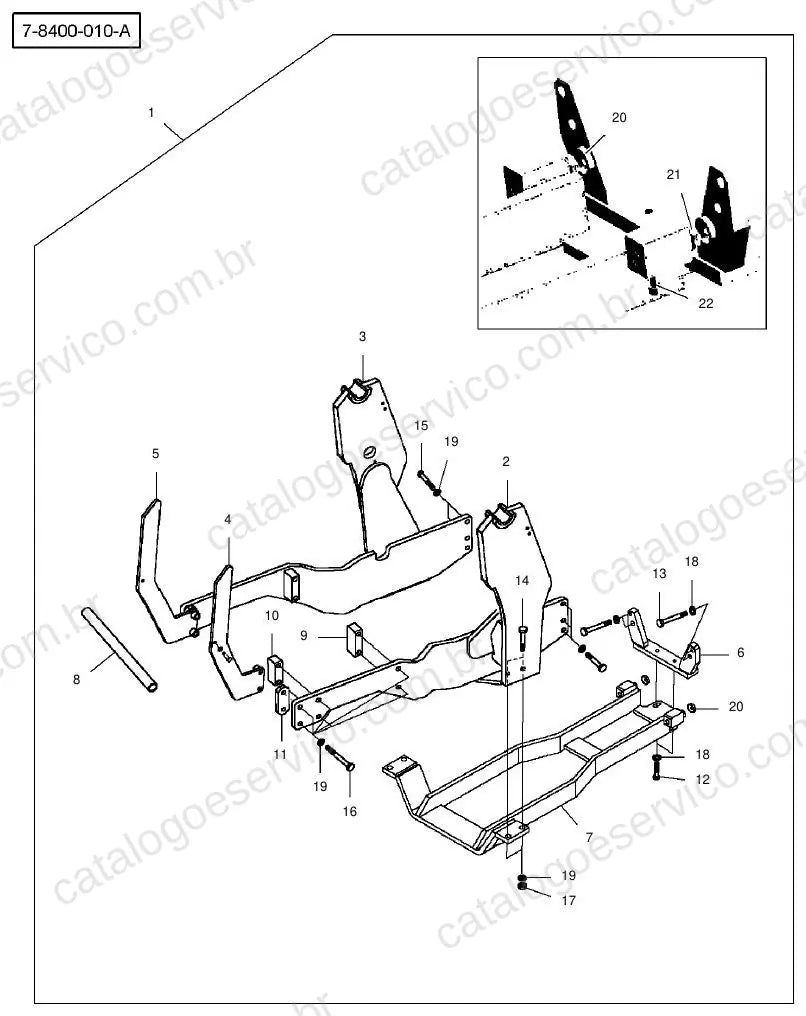 Vista explodida do Catálogo de Peças Massey Ferguson MF Série 900 (921 a 988) — exemplo 2