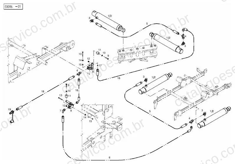 Vista explodida do Catálogo de Peças Massey Ferguson TD 1648 Trans — exemplo 2